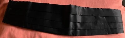 Brioni Men's Black Solid Pleated Satin Silk Cummerbund Size XXL - Image 1 of 4