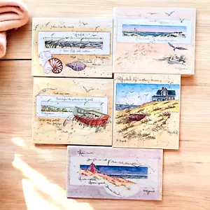 Lot of 5 Stamps Happen Beach Wood Rubber Stamp D Morgan Seashore House EUC - Picture 1 of 10