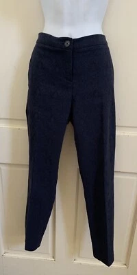 Pantalones chinos SAINT TROPEZ WEST azul marino textura brocado frente plano talla EE. UU. 8 Foto 1 de 4