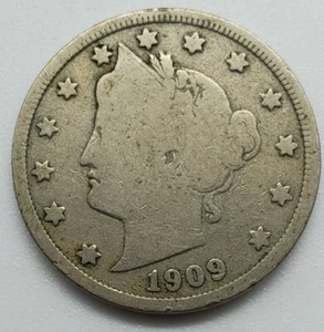 1909 Liberty V Nickel No Cents US Coin #6 - Picture 1 of 2