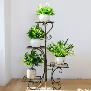 Metall Pflanzen Ständer Regal Blumentreppe Leiter mit 4 Etagen Dekorativ Garten - Bild 1 von 6