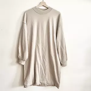 GAP NWT Women Jersey Dress Cotton Beige Knee Length Crew Neck Size M - Picture 1 of 7