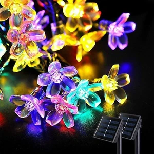 JMEXSUSS 2 Pack Solar Flower String Lights, Each 30.6FT 50LED Cherry Blossoms - Picture 1 of 7