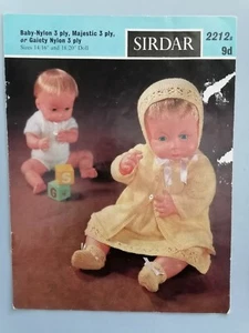 BABY DOLLS' CLOTHES, 14/16, 18/20" doll, 3ply - SIRDAR Knitting Pattern 2212 - Picture 1 of 3