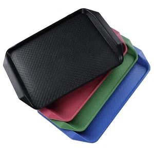 4 Pack Rectangular Plastic Fast Food Trays Colored Restaurant Serving Trays - Picture 1 of 7