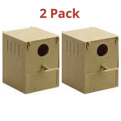 2 x Budgie Nest Boxes Plastic With Perch & Hooks To Front & Rear Aviary / Cages - Image 1 of 3