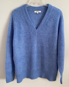 Madewell Ginny V-Neck Sweater Pullover Alpaca Blend Blue Women's Size S - Picture 1 of 3