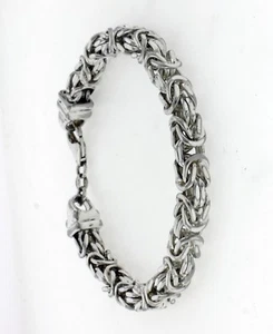 925 Sterlingsilber hochpoliert 7 mm Quadrat Bali byzantinisches Gliederarmband 8,5 Zoll  - Bild 1 von 6