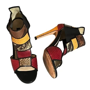 Chrissie Morris Sz 36.5/6 Snakeskin Stilletto Sandals 4" Heels Party Cocktail - Picture 1 of 14
