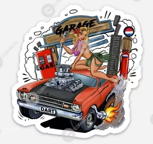 Muscle Car Sticker - Ratfink Style American Made Car Show Rat Fink Dart Fans - Picture 1 of 1