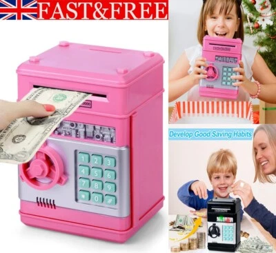 Piggy Bank Safe Money Box Bank Electronic Password Lock ATM Cash Coin Kids Gift - Image 1 of 4