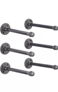 New 6pk Pipe Decor 1/2" x 12" L Straight Shelf Bracket Kit - Picture 1 of 6