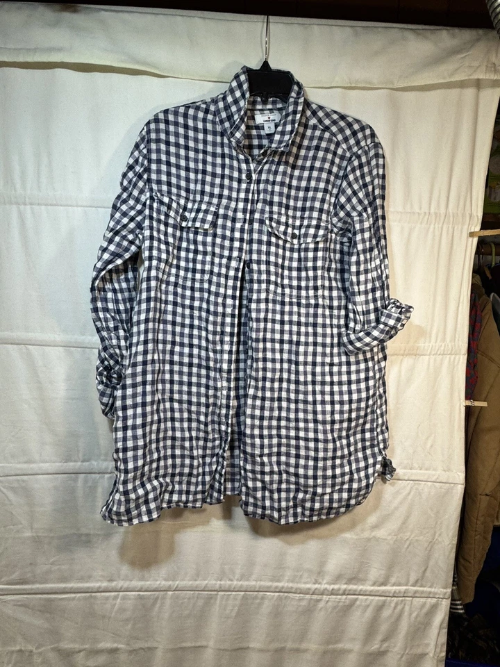 Camisa Lands End Para Hombre XXL Draper James Informal Abotonada Algodón Cuadros Azul y Blanco Foto 1 de 4