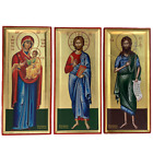 Set Of Jesus Christ, Virgin Mary And Saint John Christian Orthodox Icon On Wood