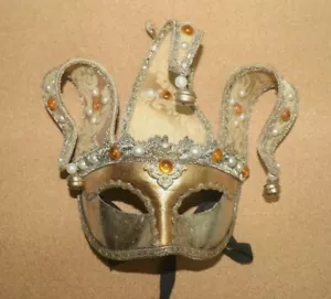 PURCHASED IN VENICE GOLD VENETIAN Mask PEREZ SEBASTINO HANDMADE SHIP FREE - Picture 1 of 1
