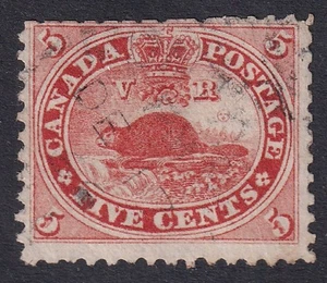 CANADA 1859 Beaver 5c Pale Red SG 31 Used (CV £20) - Picture 1 of 1