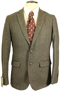 Harry Brown Heritage 38R Grey Mix Herringbone Modern Men's Tweed Jacket - Picture 1 of 10