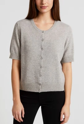 Cárdigan Marina Luna Gris Angora Mezcla Lana Estrás Botones Talla XL Foto 1 de 4