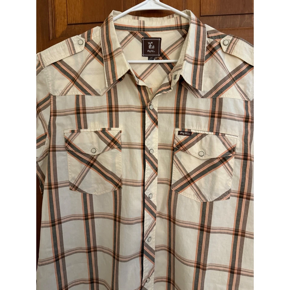 Camisa masculina manga curta creme Lifted Research Group LRG Western Pearl Snap 2XL - Imagem 1 de 4