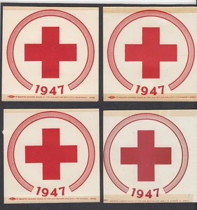 4 etiquetas de ventana de la Cruz Roja 1947 - nunca usadas - aproximadamente 4 por 4-1/2 pulgadas - artículo #8256 - Imagen 1 de 2