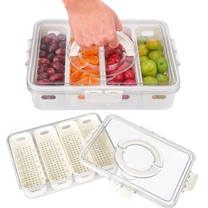 Snackle Box Container,Divided Serving Tray with Lid,4 Compartment Travel Snac... - Picture 1 of 7