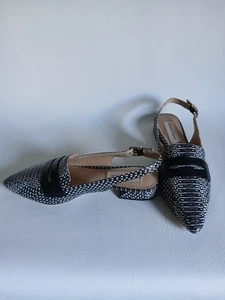 Women's Antonio Melani Charpay All Leather Black & Cream Loafer Slingback... - Picture 1 of 18