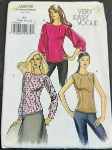Vogue Very Easy Misses' Semi-Fitted Top Pattern V8419 WMS SZ 6-12 - Picture 1 of 3