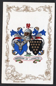 Postcard Borough of Lambeth London town crest by Ja Ja Heraldic early - Picture 1 of 2