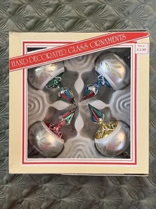 Vintage McCrory Weihnachten handverziert verziert Glas Ornamente - Bild 1 von 6