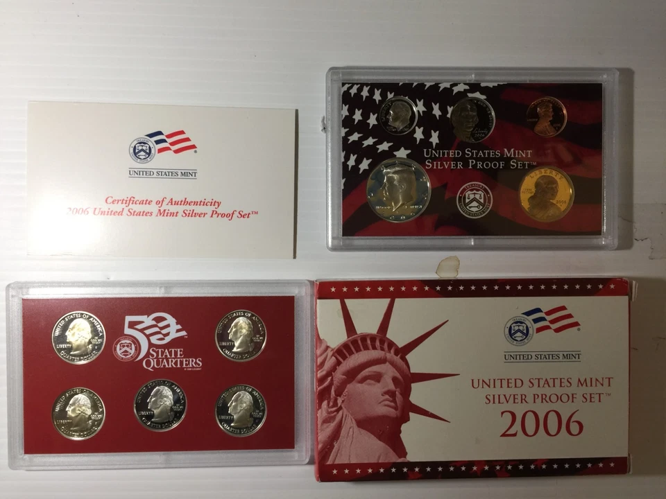 2006-S US MINT SILVER PROOF SET 10 Gem Coins In Original Box and COA OGP - Image 1 of 4