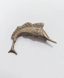 Vintage Small 1 1/8" Mexico Silver Marlin Swordfish Pinback Brooch Pin 750 - Picture 1 of 6