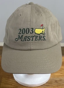 Vintage 2003 Masters Golf Hat Mens Adjustable Khaki Strapback Cap NEW - Picture 1 of 7