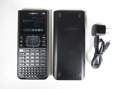 Texas Instruments TI-Nspire CX CAS Graphing Calculator Works Charger Cable Cover - Image 1 of 4