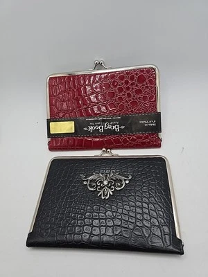 Set Of 2 Black & Red Photo Clutches 4"×6" Pictures 16 Photos Each Foto 1 de 4