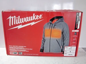 NOB Milwaukee M12 Men’s Heated Jacket Hoodie Kit With Battery & Charger - Gray L - Picture 1 of 6
