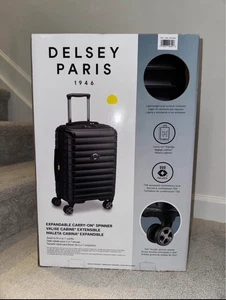 Delsey Paris Horizon Expandable Carry On Spinner 22.6” Hardside Black Luggage - Picture 1 of 8