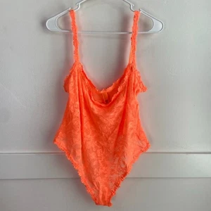 Body perizoma intimo pizzo elasticizzato arancione fluo Skims nuovo senza etichette taglia 3X - Foto 1 di 7