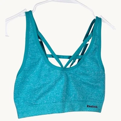 Reebok Sports Athletic Bra Women's Size Small NO PADS Teal Blue - Image 1 of 3