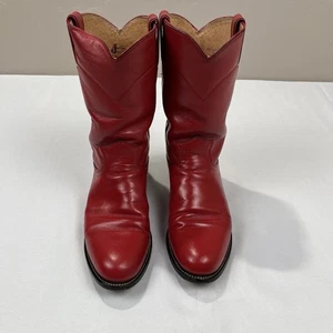 Justin L3055 Red Kipskin Western Cowboy Leather Women's Roper Boots Size #7 1/2B - Picture 1 of 18
