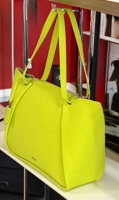 NEW Tumi Georgica VALORIE 100% LEATHER Tote Carryall Bag - ACID GREEN - Image 1 of 4