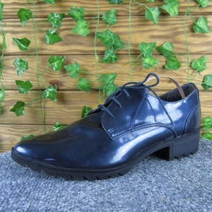 Zapato Oxford Tamaris azul marino charol con cordones para mujer talla 40 (US 9) tacón grueso - Imagen 1 de 6