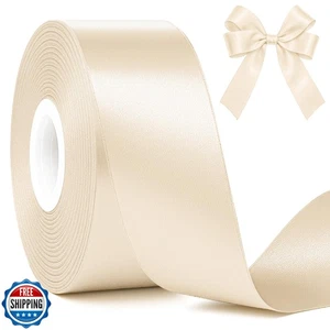 Fullive 1 1/2 Inch Ribbon for Gift Wrapping, 30Yards Cream Ribbon, Polyester  - Picture 1 of 5