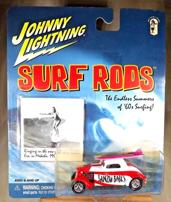 2000 Johnny Lightning Surf Rods BANZAI BABES White-Red w/Chrome 6 Spoke Wheels - Image 1 of 4