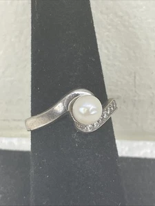 Vintage Sterling Silber 925 signiert Damen Perlen Ring Gr. 8 Neuheit Schmuck - Bild 1 von 10