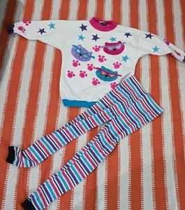 Girls size small (5) Vintage Bull Frog 2 Pc Set Sweater & Leggings Cool Cat 80s - Picture 1 of 8