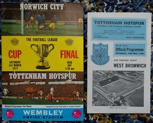 TOTTENHAM spurs - 2xVG progs 1973 LC Final v Norwich, Old Div 1 1964 v West Brom - Picture 1 of 9