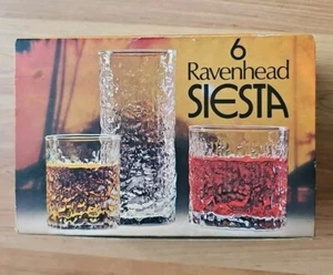 6 Retro 1970s Ravenhead "Siesta" Bark-Effect Small Whiskey Tumblers - Picture 1 of 5