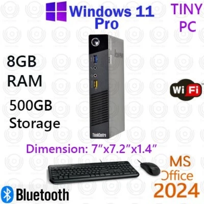 Lenovo ThinkCentre M93P Tiny i3 8GB 500GB Win11Pro PC WiFi A/C Office 2024 - Image 1 of 2