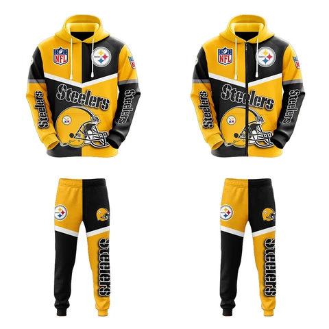Pittsburgh Steelers Mens Hoodie Sweatsuit Sets Casual Jogging Pants Tracksuit Cover