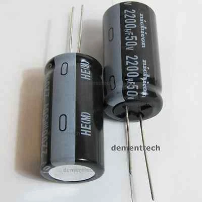 2x Nichicon HE 2200uF 50v High Endurance Low-ESR radial capacitor 105C 18mm